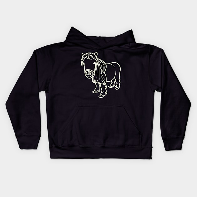 Aesthetic Lineart Cute Mini Horse Kids Hoodie by crissbahari